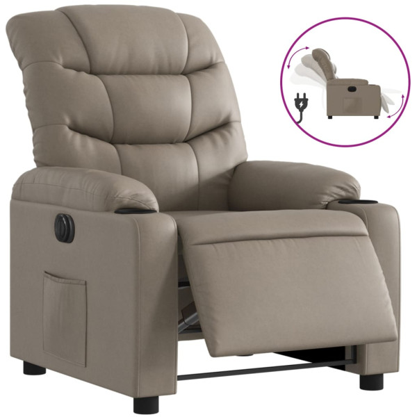 Sillón reclinable eléctrico de cuero sintético color capuchino M 2
