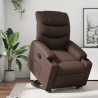 Sillón reclinable elevable cuero sintético marrón 1