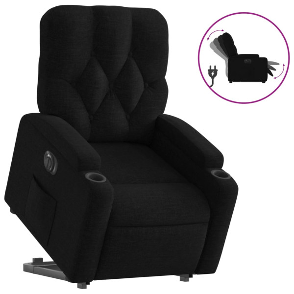 Sillón eléctrico reclinable elevable de tela negro M 2