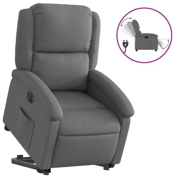 Sillón eléctrico reclinable elevable de tela gris oscuro M 2