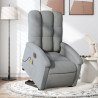 Sillón de masaje eléctrico reclinable elevable tela gris claro 1