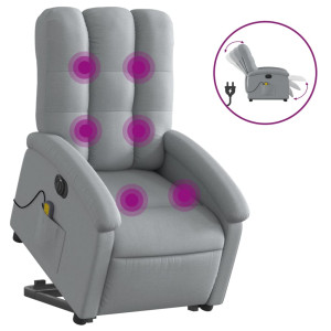 Sillón de masaje eléctrico reclinable elevable tela gris claro H