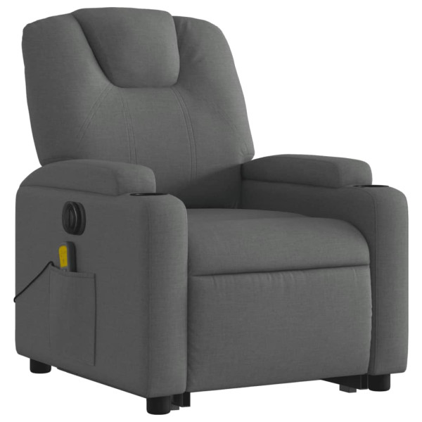 Sillón de masaje eléctrico reclinable elevable tela gris oscuro M 3