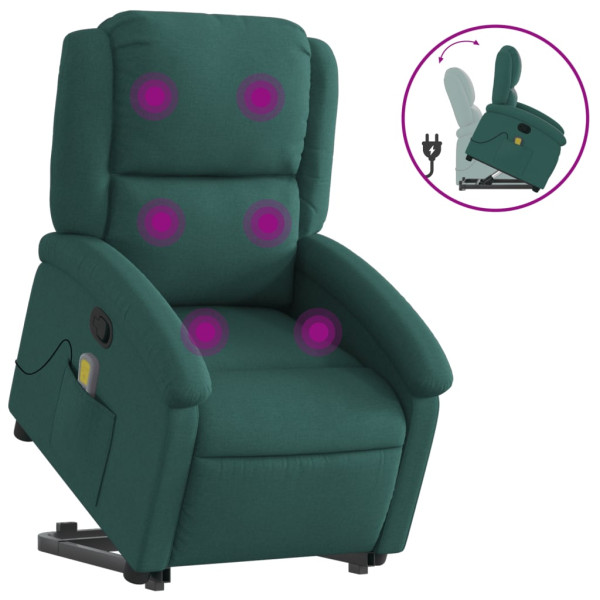 Silla de masaje reclinable de pie de tela verde oscura M 2