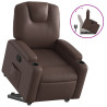 Sillón reclinable elevable cuero sintético marrón 2