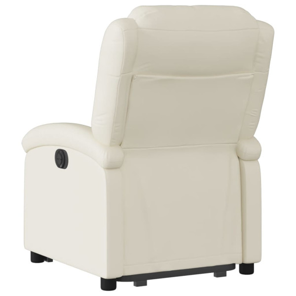 Sillón reclinable elevable cuero artificial color crema M 4