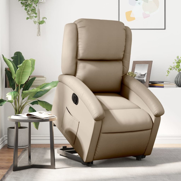 Sillón elevable eléctrico cuero artificial capuchino D