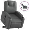 Sillón reclinable elevable eléctrico de cuero sintético gris 2