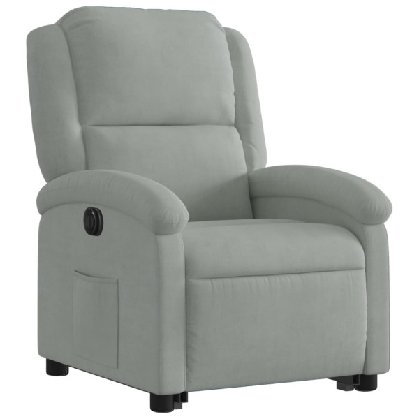 Sillón eléctrico reclinable elevable de terciopelo gris claro M 3