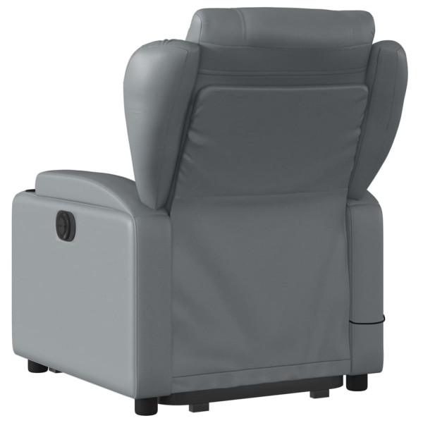 Sillón reclinable de masaje de pie cuero artificial gris M 4