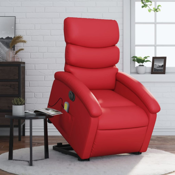 Sillón de majaje elevable eléctrico cuero artificial rojo D