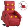 Sillón de majaje elevable eléctrico cuero artificial rojo 2