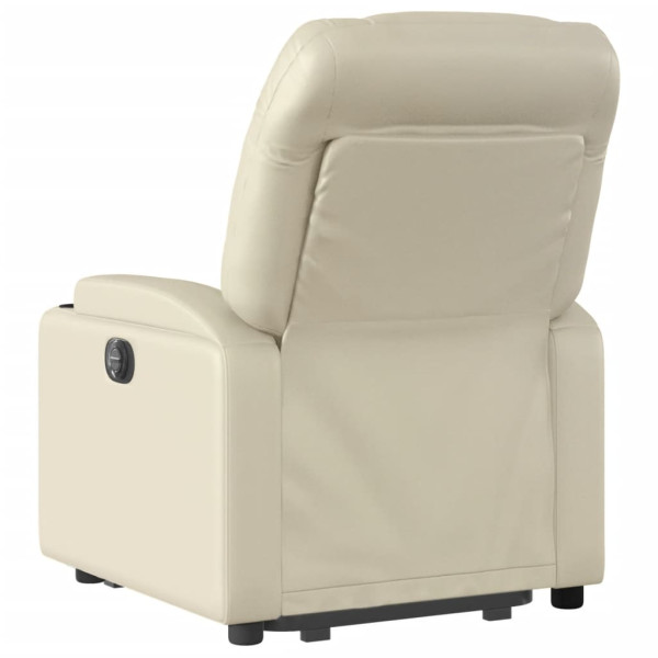 Sillón reclinable elevable eléctrico de cuero sintético crema M 4