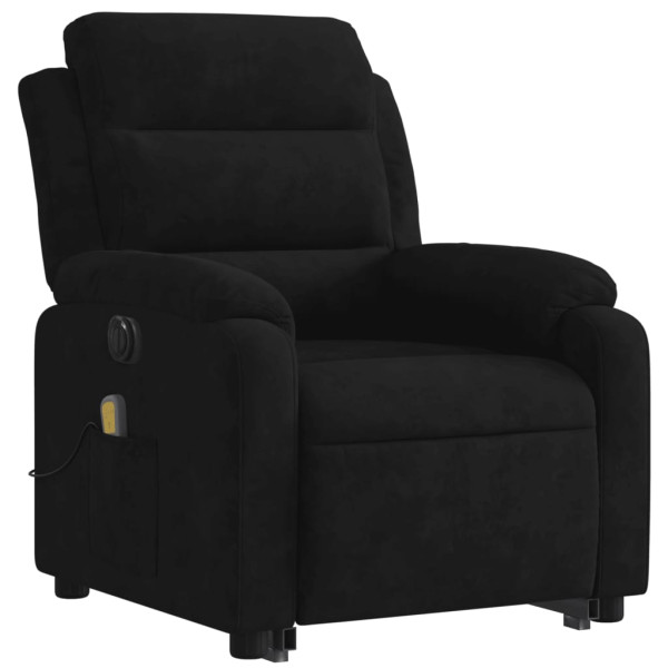Sillón de masaje reclinable elevable terciopelo negro M 3