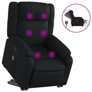 Sillón de masaje elevable eléctrico cuero sintético negro H
