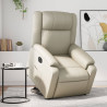 Sillón reclinable elevable eléctrico de cuero sintético crema 1