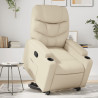 Sillón reclinable elevable cuero artificial color crema 1