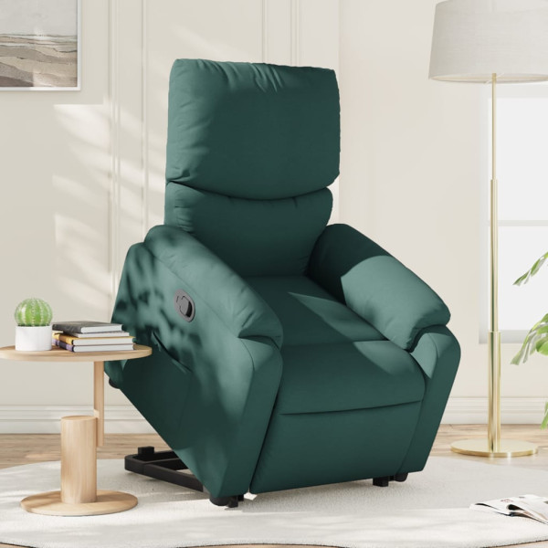 Sillón reclinable elevable tela verde oscuro D