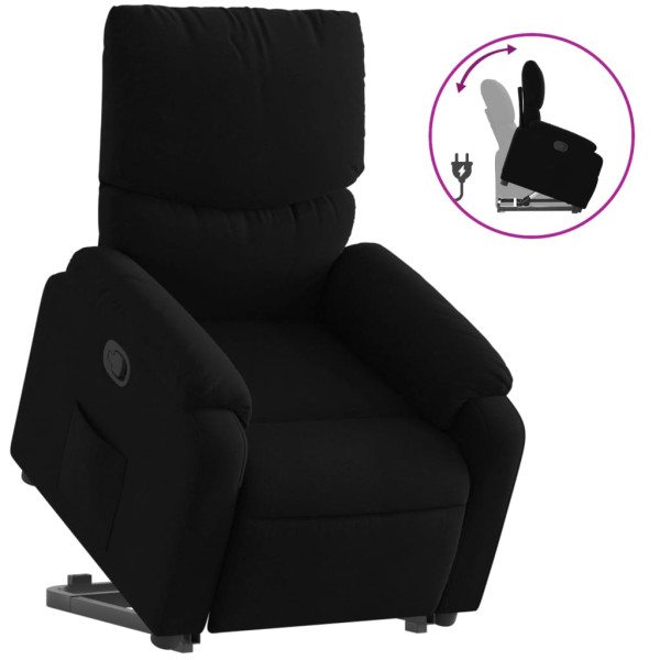 Sillón reclinable elevable tela negro M 2