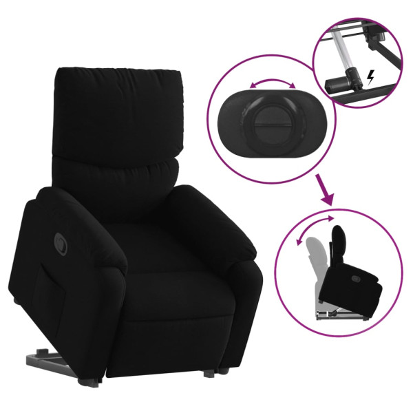 Sillón reclinable elevable tela negro M 5