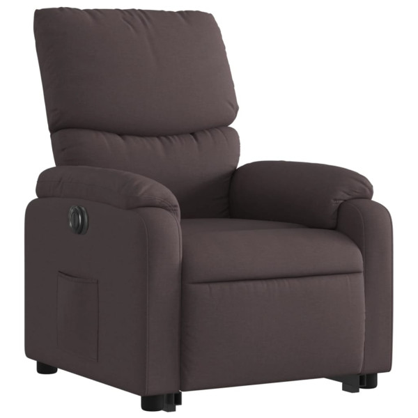 Sillón eléctrico reclinable elevable de tela marrón oscuro M 3