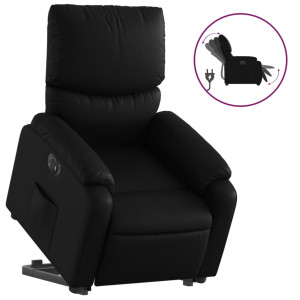 Sillón reclinable y elevable eléctrico cuero sintético negro H