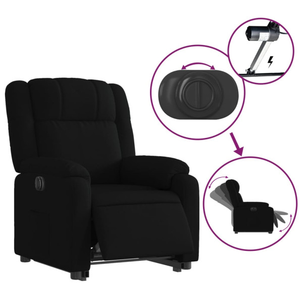 Sillón eléctrico reclinable elevable de tela negro M 5