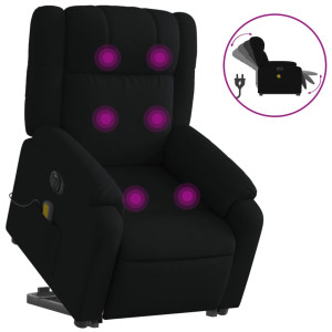 Sillón de masaje eléctrico reclinable elevable tela negro H