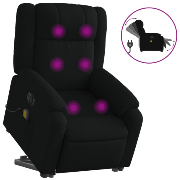 Sillón de masaje eléctrico reclinable elevable tela negro M 2