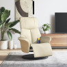 Sillón reclinable masaje con reposapiés cuero sintético crema 1