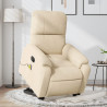 Sillón reclinable de masaje elevable tela de microfibra crema 1