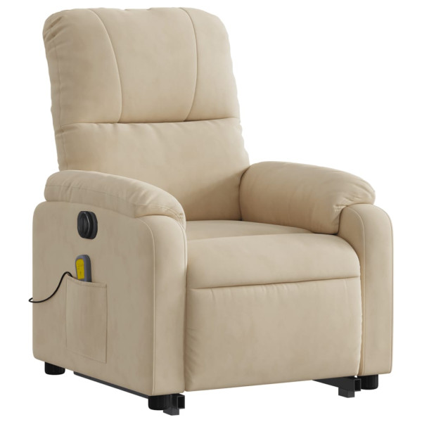 Sillón masaje eléctrico reclinable elevable tela crema M 3