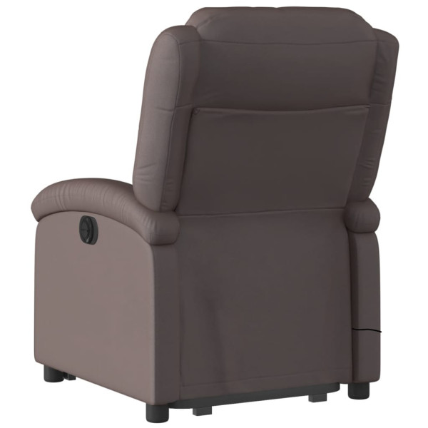Sillón reclinable masaje elevable cuero auténtico marrón oscuro M 4