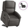 Sillón reclinable eléctrico elevable cuero auténtico gris 2