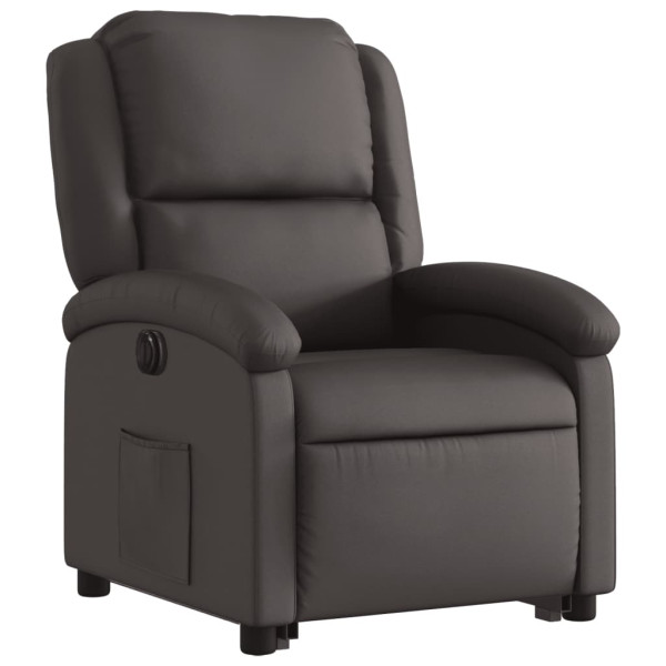 Sillón reclinable eléctrico pie cuero auténtico marrón oscuro M 3