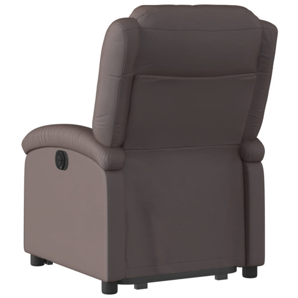 Sillón reclinable eléctrico pie cuero auténtico marrón oscuro M 4
