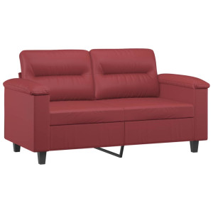 Sofá de 2 lugares 120 cm couro artificial vermelho tinto H
