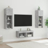 Muebles de TV de pared con luces LED 4 piezas gris hormigón 5