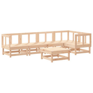 6 pcs conjunto lounge de jardim pinho maciço H