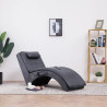 Chaise longue de massagem c/ almofada camurça artif. cinzento 1