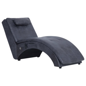 Chaise longue de massagem c/ almofada camurça artif. cinzento H