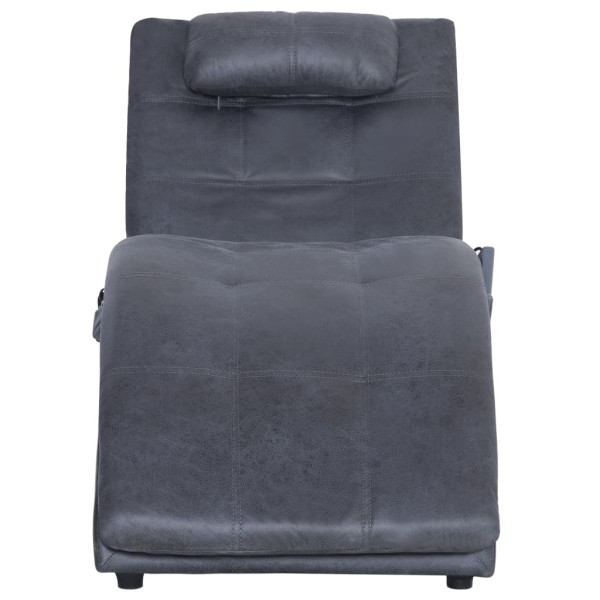 Diván de masaje con almohada de piel de ante artificial gris M 5