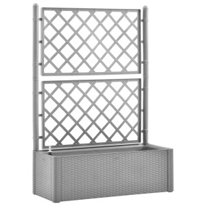 Arriate con enrejado y sistema de riego automático gris H