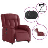 Sillón masaje reclinable eléctrico cuero sintético rojo tinto 5