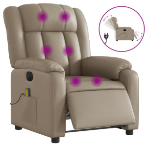 Sillón reclinable de masaje eléctrico cuero sintético capuchino H