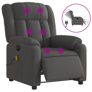 Sillón reclinable de masaje eléctrico tela gris oscuro H
