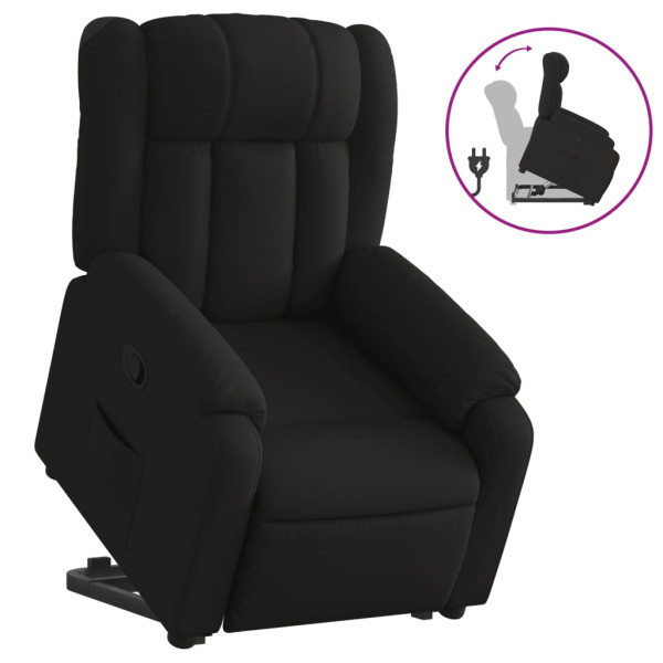 Sillón reclinable elevable tela negro M 2