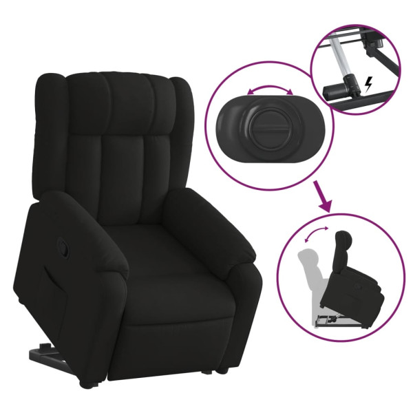 Sillón reclinable elevable tela negro M 5