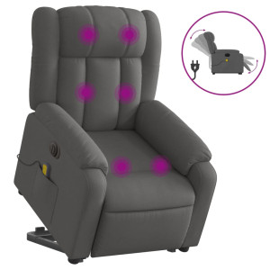 Sillón de masaje eléctrico reclinable elevable tela gris oscuro H