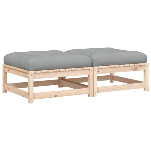 Apoio de pés p/ jardim c/ almofadões 2 pcs pinho maciço M 2